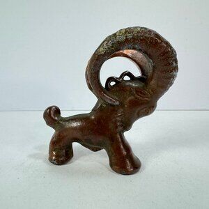 Vintage Small Copper Metal Ram Sheep Figurine